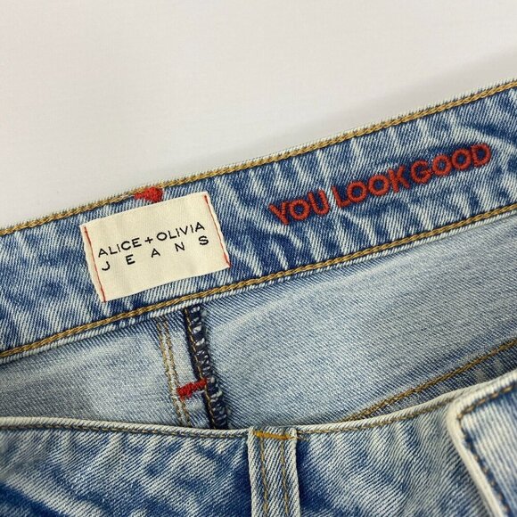 Alice + Olivia Parchwork Route 66 Denim Skirt 25 - Picture 7 of 10